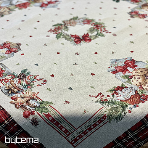 Nappe et écharpe en tapisserie BONBONS DE NOËL