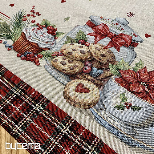 Nappe et écharpe en tapisserie BONBONS DE NOËL