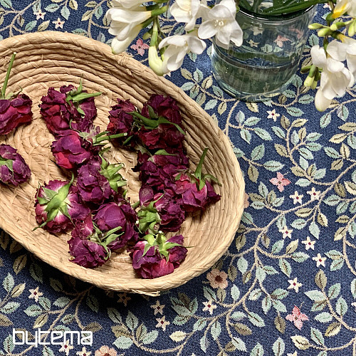 Nappe et foulard en tapisserie ARBRE DU BONHEUR all-over BLEU