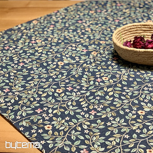 Nappe et foulard en tapisserie ARBRE DU BONHEUR all-over BLEU