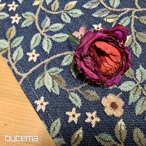 Nappe et foulard en tapisserie ARBRE DU BONHEUR all-over BLEU
