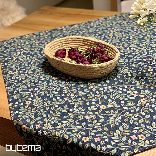 Nappe et foulard en tapisserie ARBRE DU BONHEUR all-over BLEU