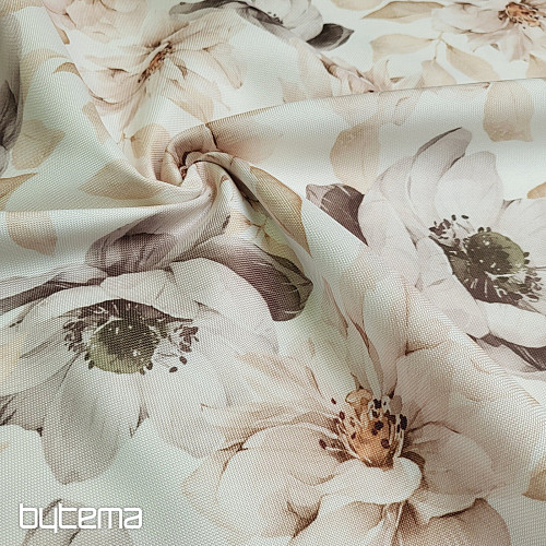 Tissu décoratif OXFORD BEIGE FLEUR