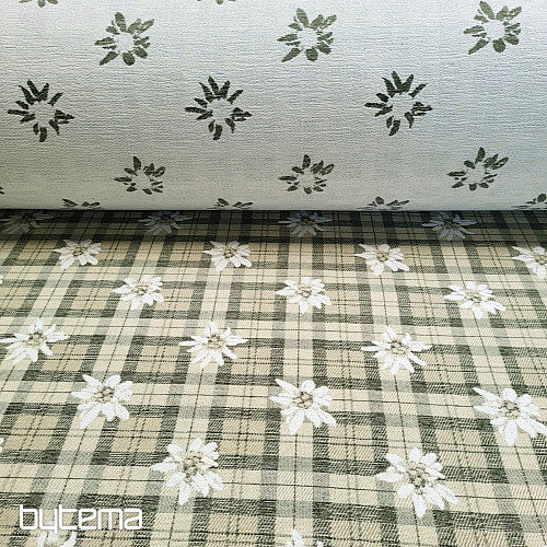 Tissu décoratif luxueux FLEURS ET DIAMANTS vert