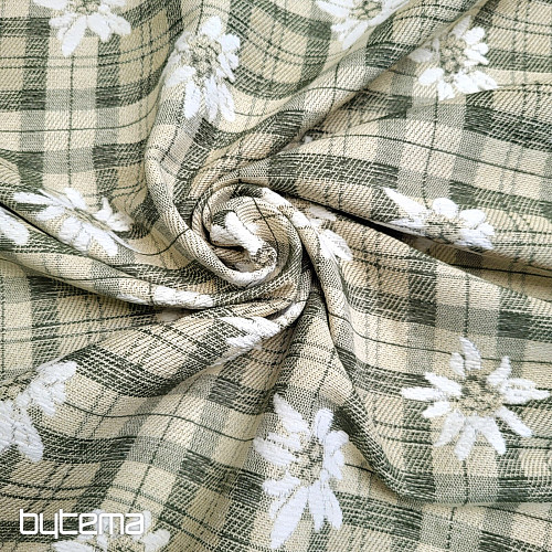Tissu décoratif luxueux FLEURS ET DIAMANTS vert