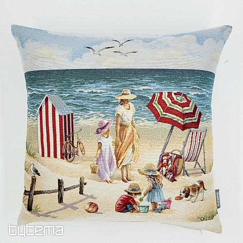 Taie d'oreiller en tapisserie ENFANTS SUR LA PLAGE