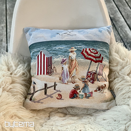 Taie d'oreiller en tapisserie ENFANTS SUR LA PLAGE
