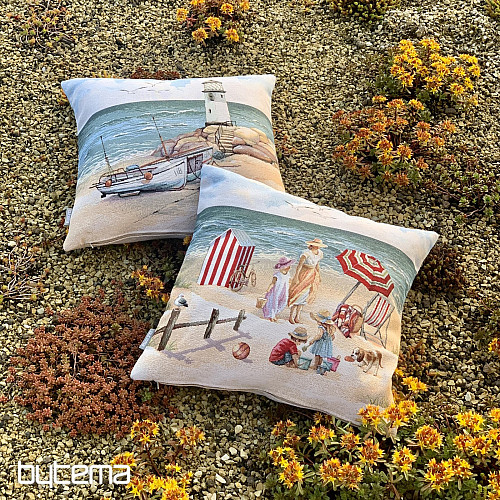 Taie d'oreiller en tapisserie ENFANTS SUR LA PLAGE