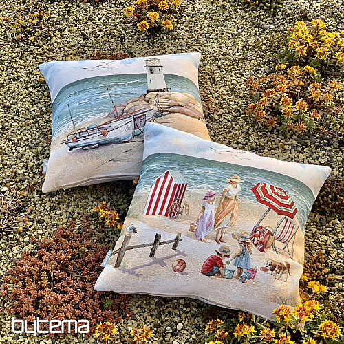Taie d'oreiller en tapisserie ENFANTS SUR LA PLAGE