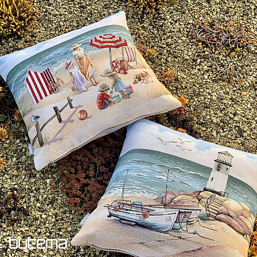 Taie d'oreiller en tapisserie ENFANTS SUR LA PLAGE