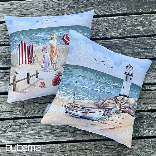 Taie d'oreiller en tapisserie ENFANTS SUR LA PLAGE