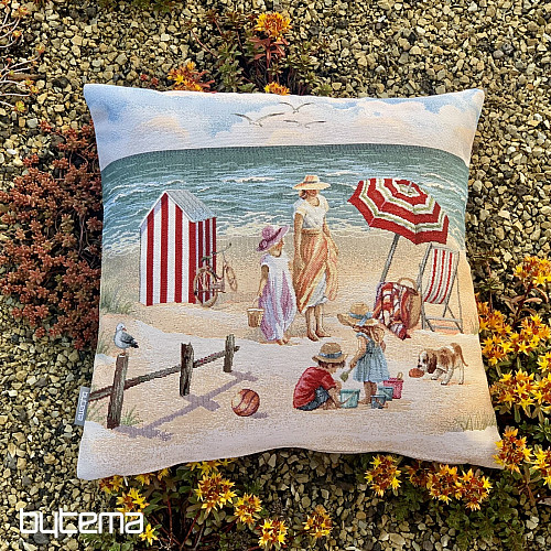 Taie d'oreiller en tapisserie ENFANTS SUR LA PLAGE