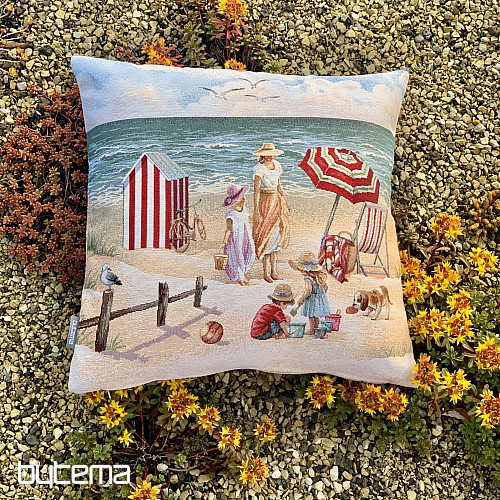 Taie d'oreiller en tapisserie ENFANTS SUR LA PLAGE
