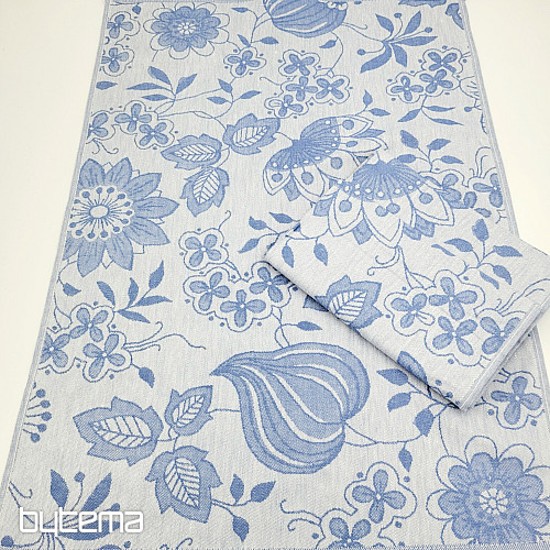 Serviettes en coton FLEURS BLEUES