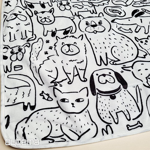 Couverture pour enfant ANIMAUX noir et blanc