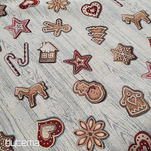 Tissu tapisserie PAIN D'ÉPICES DE NOËL