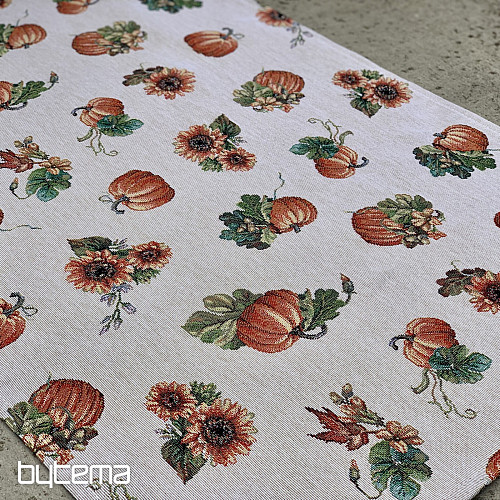 Nappe et foulard Gobelin RAMASSAGE DE CITROUILLES
