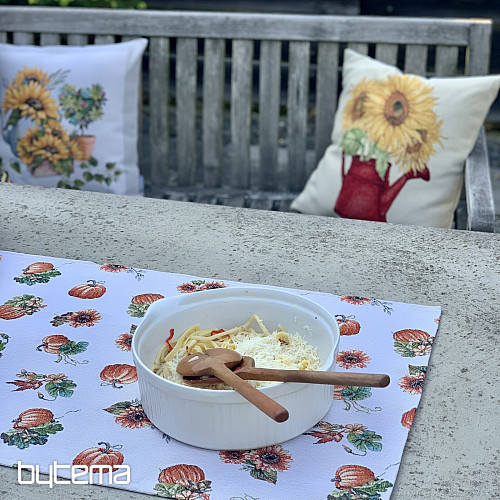 Nappe et foulard Gobelin RAMASSAGE DE CITROUILLES