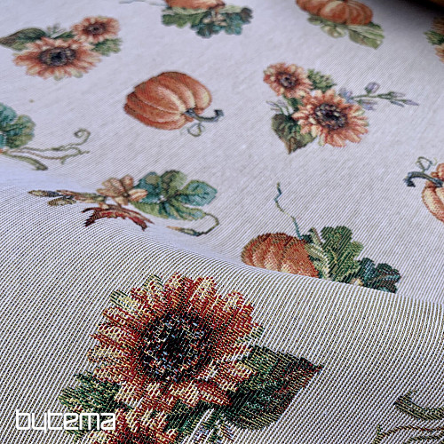 Nappe et foulard Gobelin RAMASSAGE DE CITROUILLES