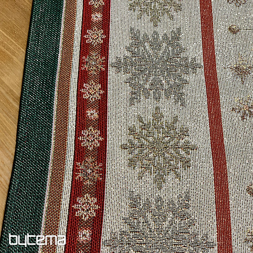 Nappe et écharpe en tapisserie BOUGIES FLAMBOYANTES bordure verte