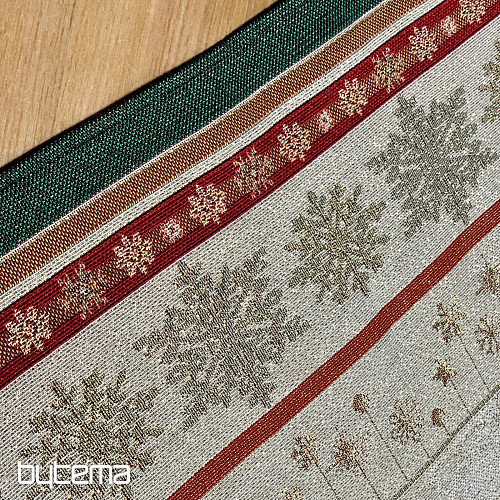 Nappe et écharpe en tapisserie BOUGIES FLAMBOYANTES bordure verte