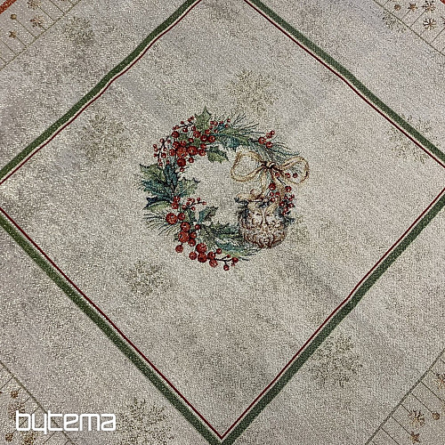 Nappe et écharpe en tapisserie BOUGIES FLAMBOYANTES bordure rouge