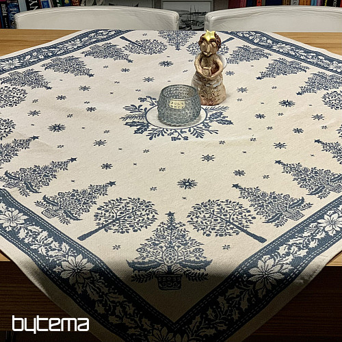 Nappe et écharpe en tapisserie FOLK CHRISTMAS bleu