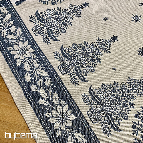 Nappe et écharpe en tapisserie FOLK CHRISTMAS bleu