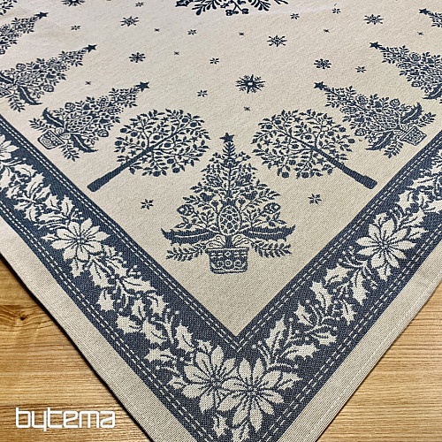 Nappe et écharpe en tapisserie FOLK CHRISTMAS bleu