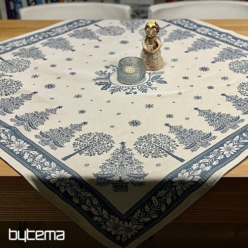 Nappe et écharpe en tapisserie FOLK CHRISTMAS bleu