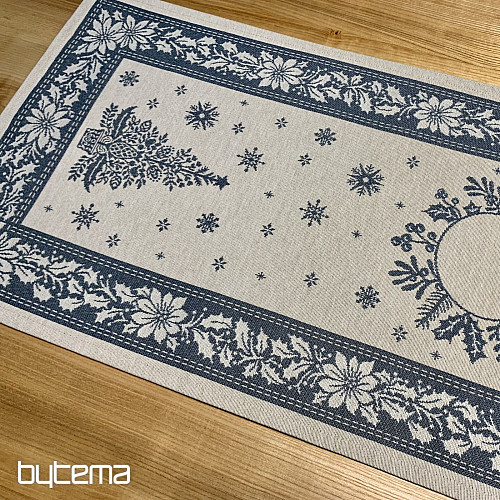 Nappe et écharpe en tapisserie FOLK CHRISTMAS bleu