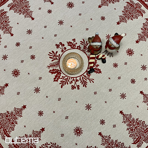 Nappe et écharpe en tapisserie FOLK CHRISTMAS rouge