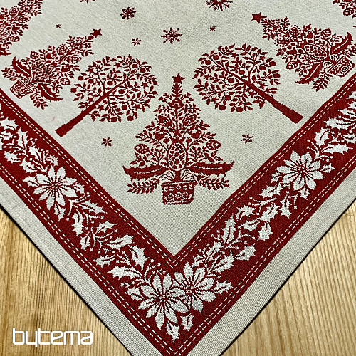 Nappe et écharpe en tapisserie FOLK CHRISTMAS rouge