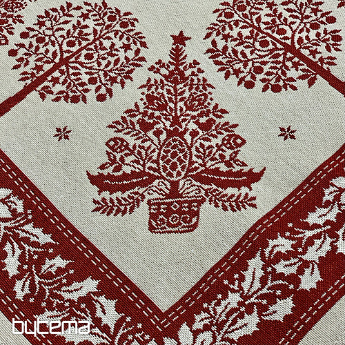 Nappe et écharpe en tapisserie FOLK CHRISTMAS rouge