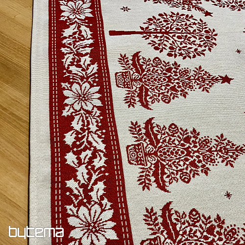 Nappe et écharpe en tapisserie FOLK CHRISTMAS rouge