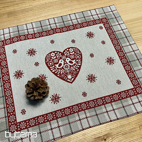 Nappe et foulard en tapisserie COEUR EN KARA