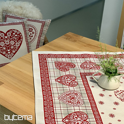 Nappe et foulard en tapisserie COEUR EN KARA