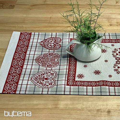 Nappe et foulard en tapisserie COEUR EN KARA