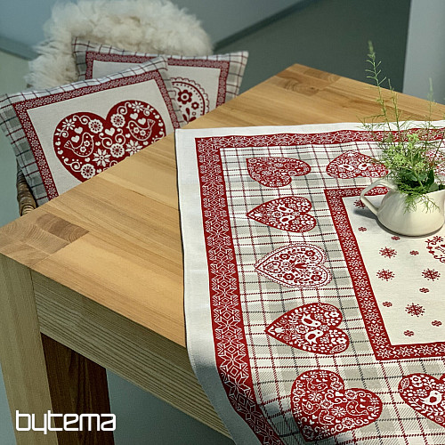 Nappe et foulard en tapisserie COEUR EN KARA