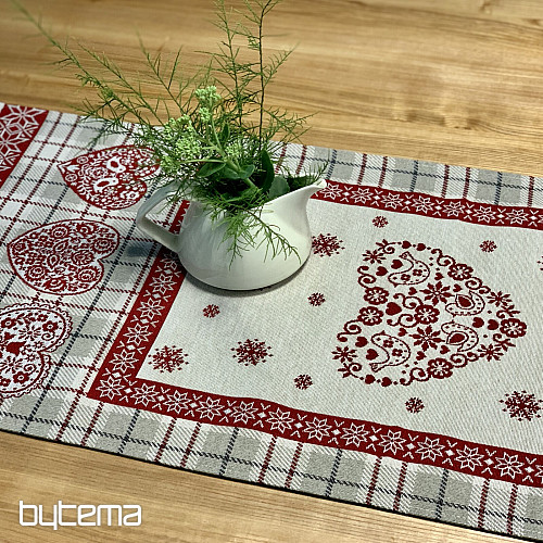 Nappe et foulard en tapisserie COEUR EN KARA