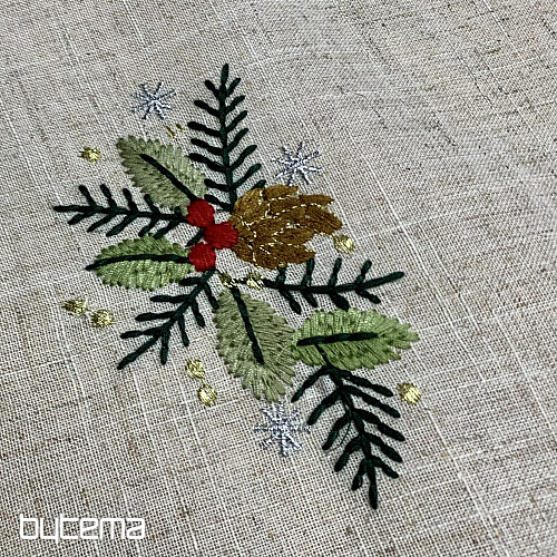 Nappe brodée Brindilles COLORÉES