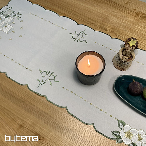 Nappe brodée BOUGIES BLANCHES