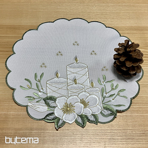 Nappe brodée BOUGIES BLANCHES