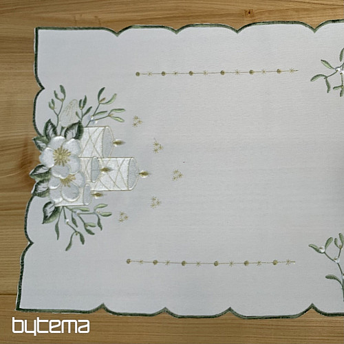 Nappe brodée BOUGIES BLANCHES