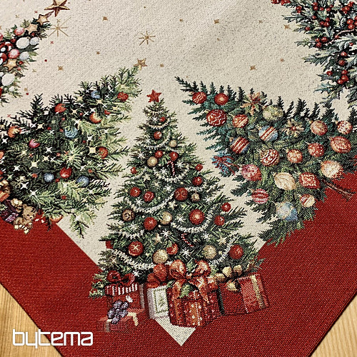 Nappe et écharpe en tapisserie SAPINS DE NOËL