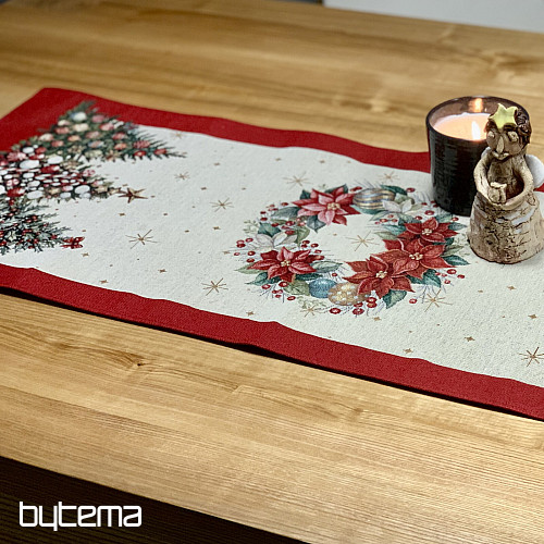 Nappe et écharpe en tapisserie SAPINS DE NOËL