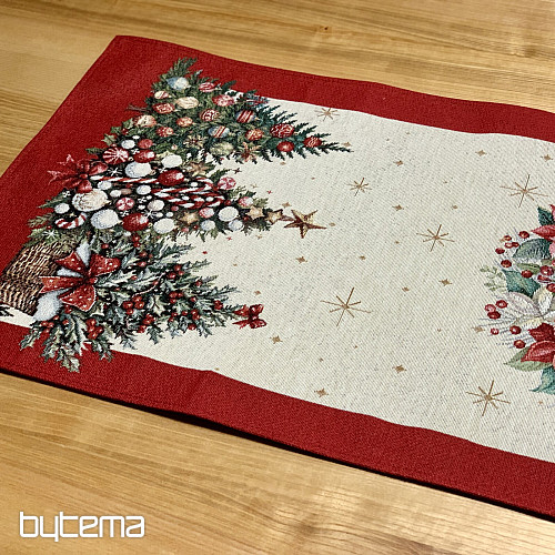 Nappe et écharpe en tapisserie SAPINS DE NOËL