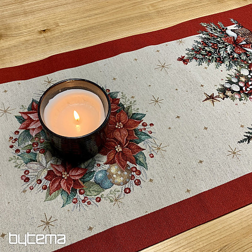 Nappe et écharpe en tapisserie SAPINS DE NOËL