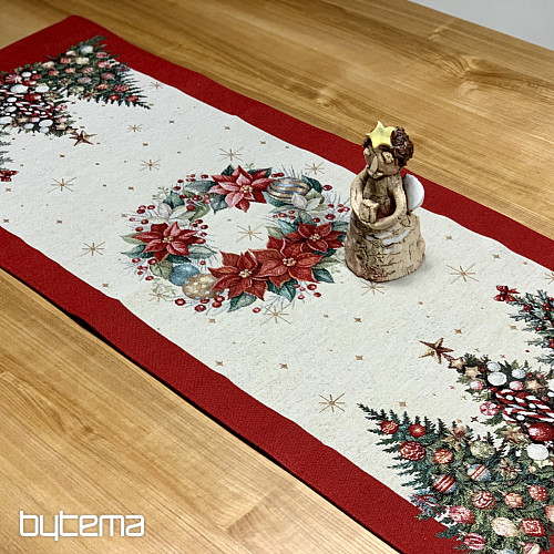 Nappe et écharpe en tapisserie SAPINS DE NOËL