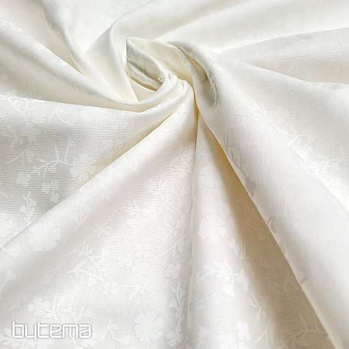 Tissu décoratif en coton MARGELIE fleur CREME